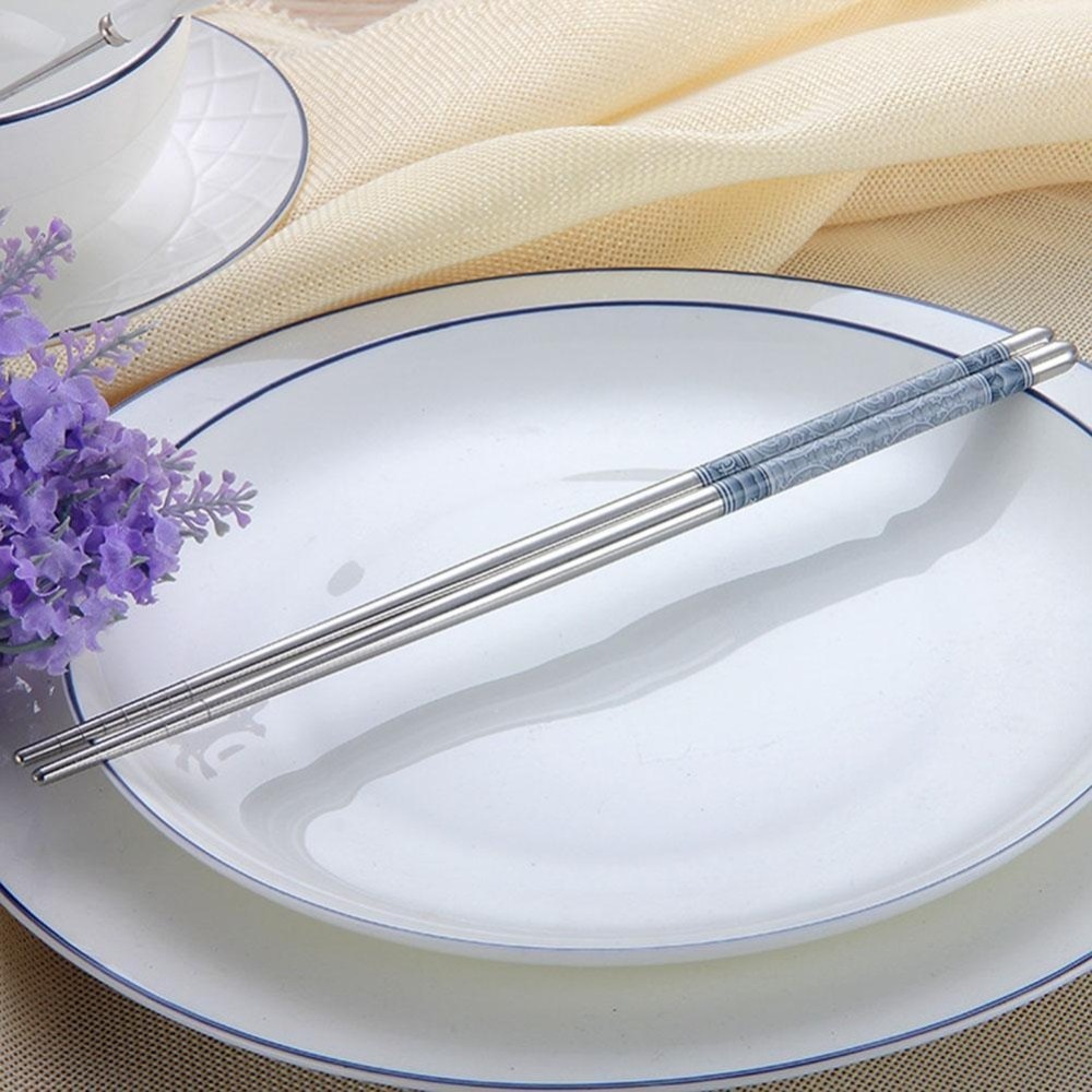 2 pares de palillos chinos, palillo de comida de acero inoxidable, , vajilla de cocina portátil, juego de palillos de corte, surtido