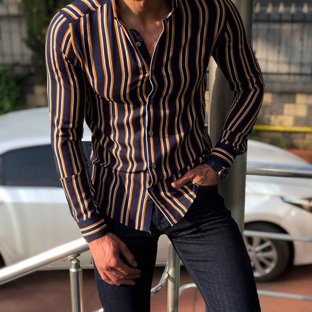 KANCOOLD Mens Autumn Loose Casual Daily Printed Shirt Men single breasted Long sleeve Shirt Top Blouse 1127