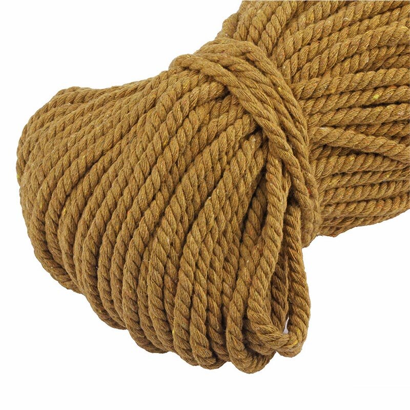 Cordon torsadé en Coton 100% avec 3 parties, 30 mètres, 5mm, corde pour sac, accessoires de couture, décoration pour bricolage: Brown