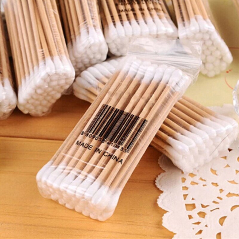 1Bag Dubbele Hoofd Wattenstaafje Hout Gereedschap Dressing Baby Care Cleaning Up Remover Tip Outdoor Emergency Medische Wondverzorging