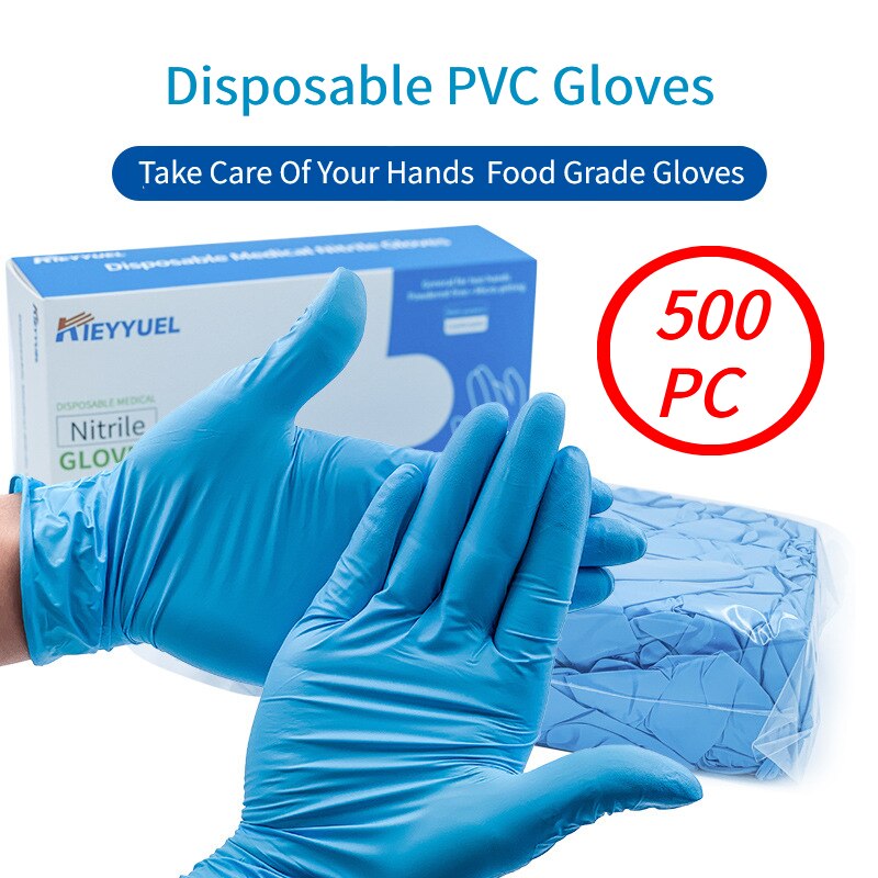 100 pcs Disposable Nitrile Gloves Work Glove Food Prep Cooking Gloves / Kitchen Food Waterproof Service Cleaning Gloves Blue