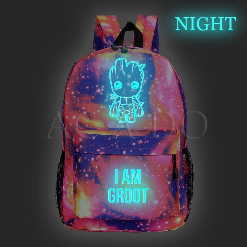 Guardiani della Galassia Luminoso Zaino IO sono GROOT Capretti Delle Ragazze Dei Ragazzi Del Computer Portatile Mochila Donne Degli Uomini Adolescenti Nuovo Modello di Scuola zaino