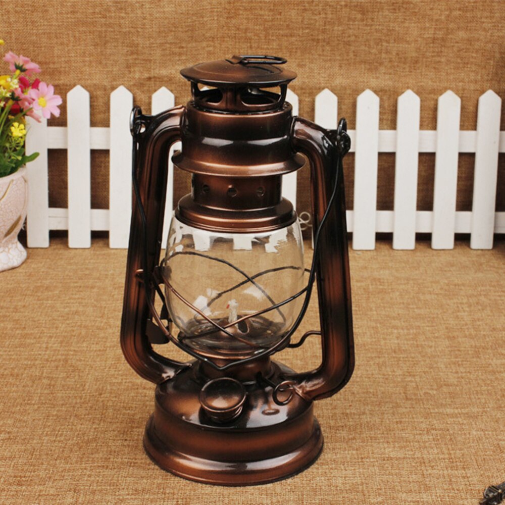 1pc fotogenlampa bärbar vintage järn nostalgisk oljelampa hängande lykta för camping bar pub