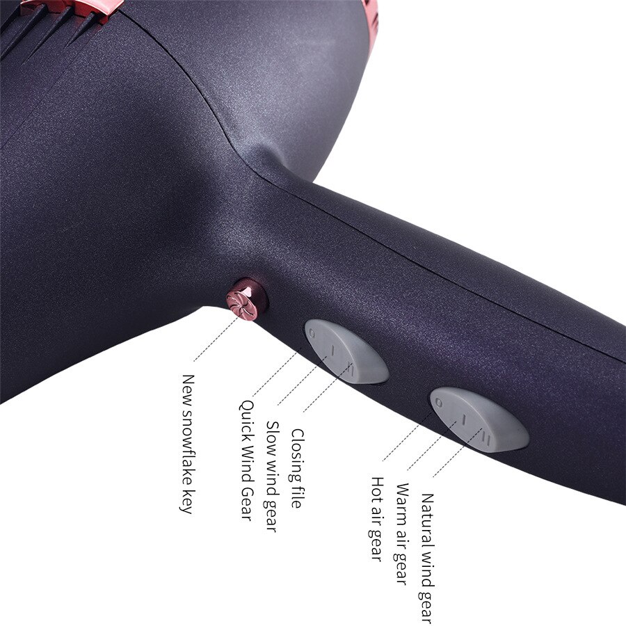 EU Powerful Hair Dryer 220V 2000W Fast Heating And Cold Adjustment Ionic Air Blow Dryer with Air Collecting Nozzl DC motor