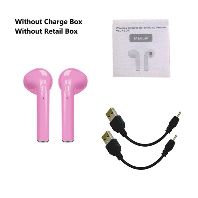 I7s Tws Bluetooth Oortelefoon Mini Draadloze Oordopjes Met Opladen Doos I7 Sport Handsfree In-Ear Draadloze Headset Voor Xiaomi telefoon: i7 No Box Set Rose
