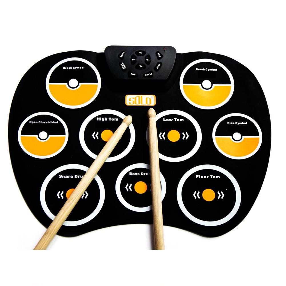 Electronic Drum Set Roll Up Drum Practice Pad Kit Built-in Speaker Drum Pedals Great Birthday For Kids Children Beginners