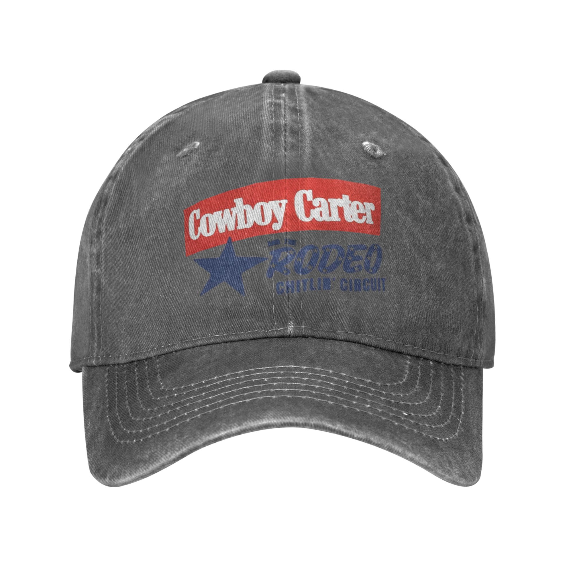 Vintage beyonce cowboy carter rodeo chitlin' circuit baseballcaps for menn og kvinner, slitt denim-hodeplagg, justerbare hatter for utendørsbruk: Grå
