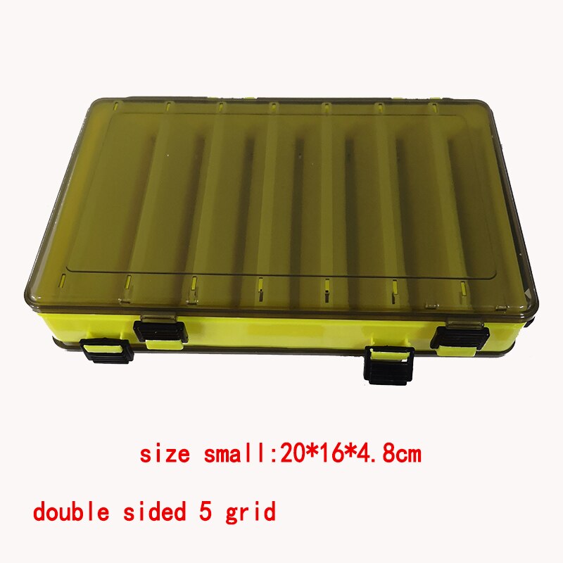 Fiskegrejsboks med stor kapacitet dobbeltdækker sub-bait box bærbar agn fiskegrej opbevaringsboks: Størrelse-lille gul