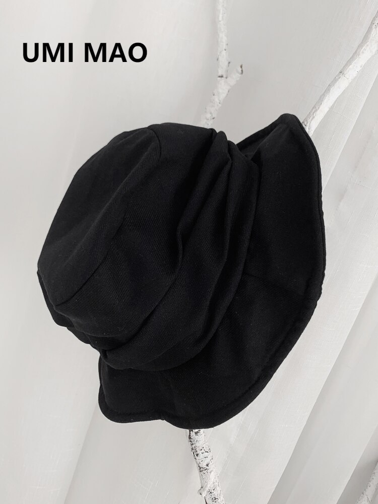 UMI MAO Yamamoto Wind Dark Black Japanese Retro Fisherman Hat Men Women Fold Hat Harajuku Y2k Femme Hombre Gothic