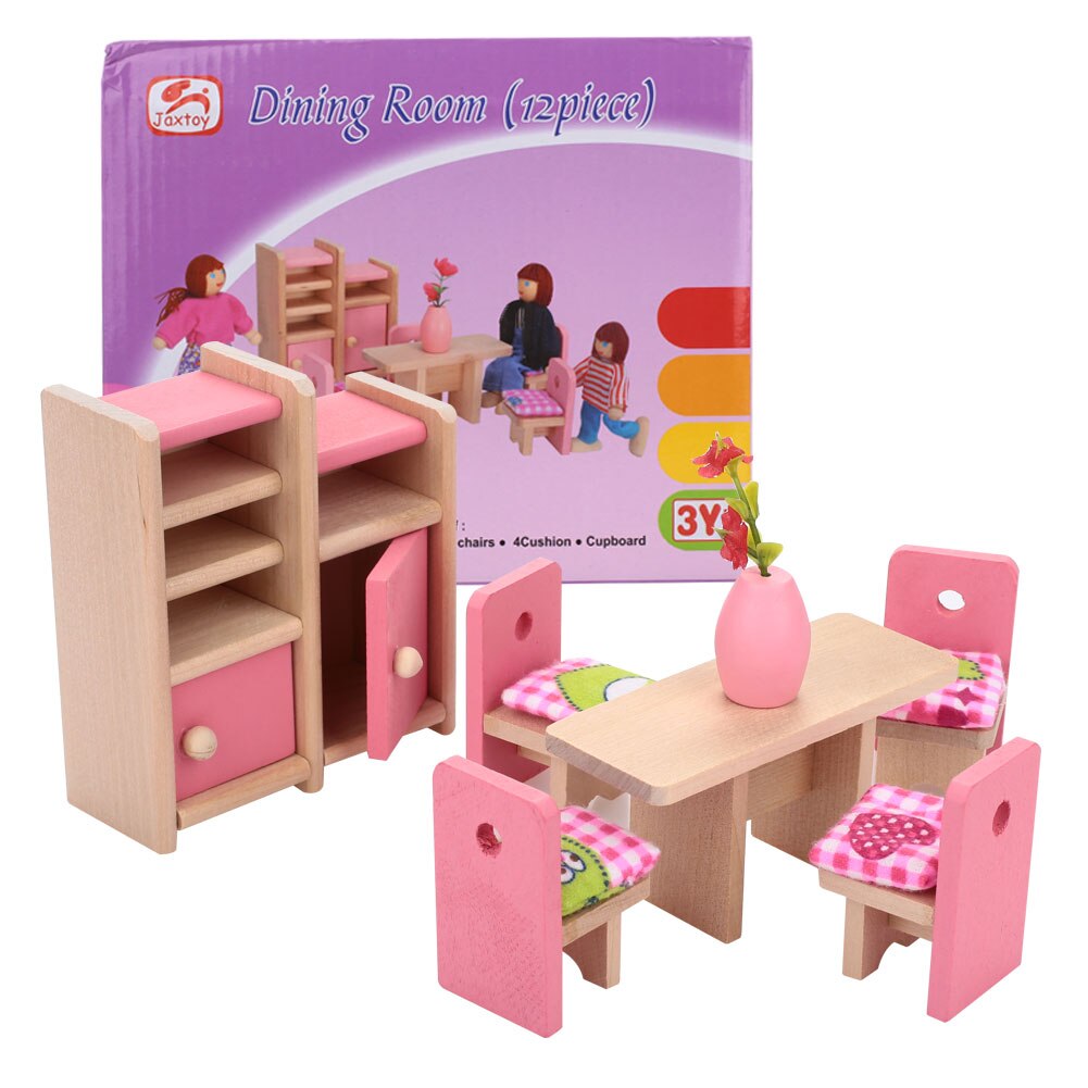 Puppe Restaurant Puppenhaus Küche Mini Möbel Holz Farbe Dekor Sammlung Innenausstattung Puppenhaus Spielzeug: Restaurant