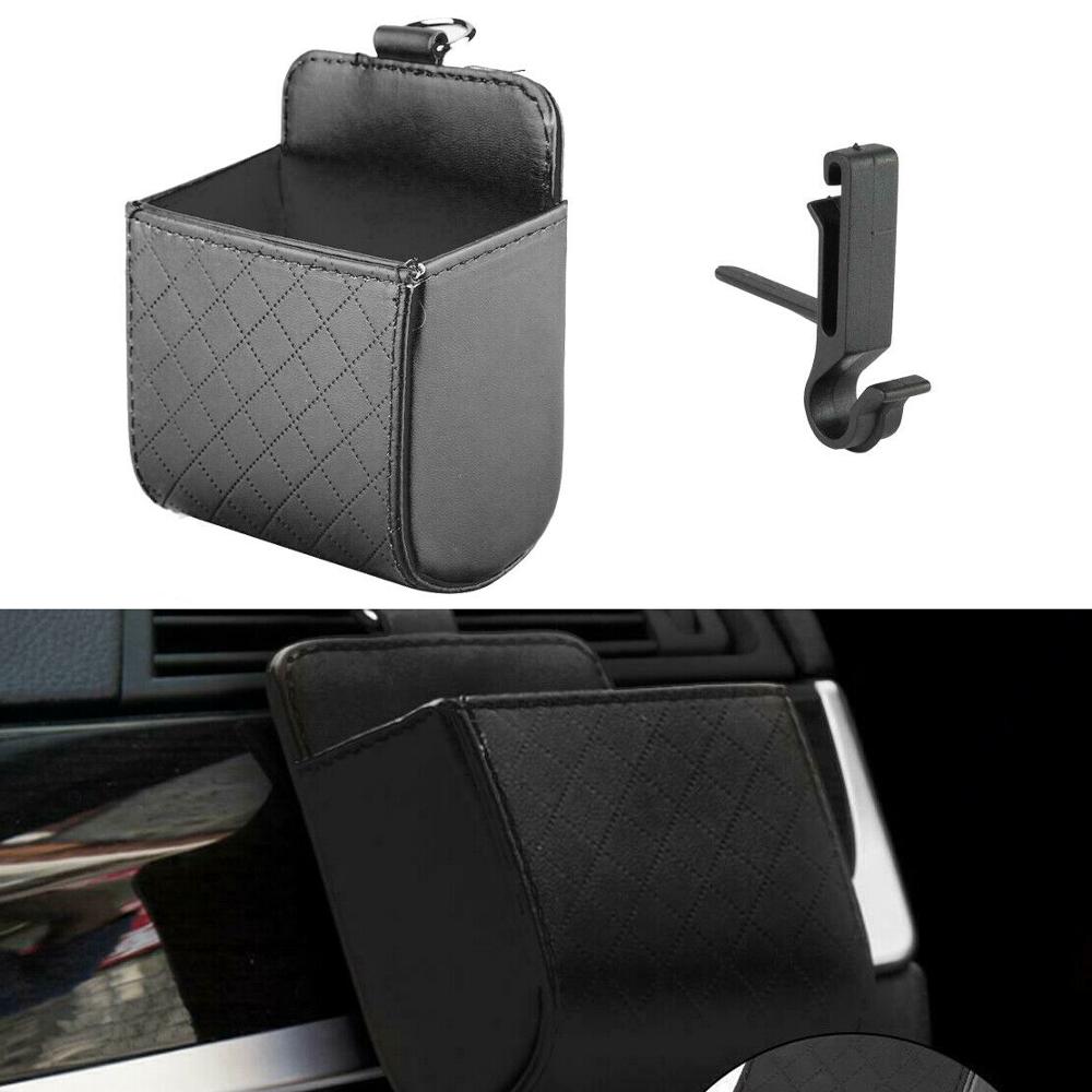 Eidran universele auto-luchtrooster pu-leren organizer opbergdoos telefoonvak tashouder grijs bruin beige zwart