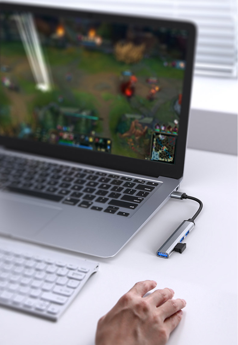 USB 3.0 Hub Splitter - USB Extender 4 Port USB 2.0 Ultra Slim Data Hub, USB Splitter Aluminum