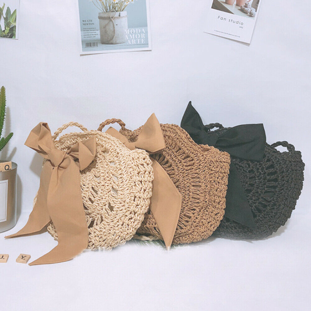 Women Bag Handmader Rattan Straw Bag For Woven Round Handbag Lovely Crossbody Summer Travel Beach Bag