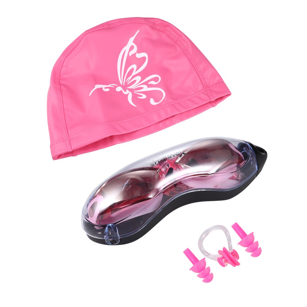 High Definition Swimming Goggles Anti Fog Diving Glasses Electroplated Goggles With Cap for Man Woman (Black)