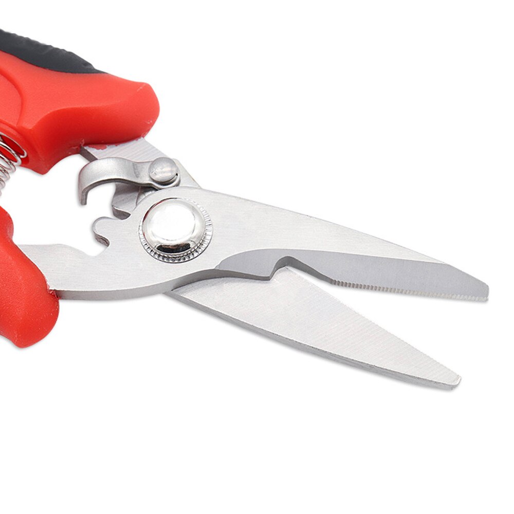 Stainless Steel Electrician Scissors Wire Shears w/ Safety Lock Spring Scissors Fruit Flower Branch Shears Garden Pruning Shears