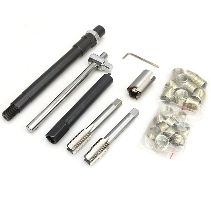 Spark Plug Thread Repair Rethreading Set 14mm Metric - Rethreading Tool Kit - Comprehensive Taps Inserts