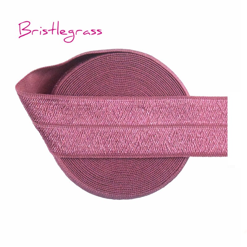 50 yardas 1 "25mm sólido brillante FOE doblar sobre Spandex elástico satinado bandas de la cinta del pelo, vestido de la corbata DIY costura: Victorian Rose