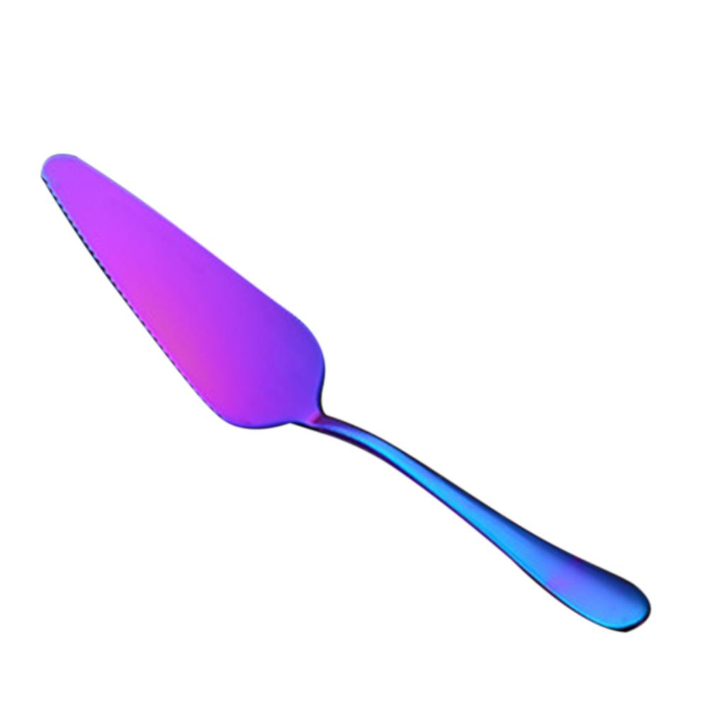 Lanlan fargerik rustfritt stål taggete kant kake server blad kutter pai pizza spade kake spatel bakeverktøy: Fargerik