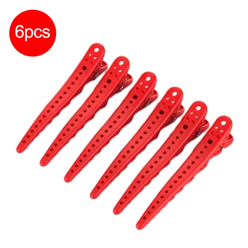 6coclor Plastic Duck Mouth Hairdresser Hair Clip Salon Hair Clamps Hairdressing Pro Section Hair Clips Hair Styling Accessories: Red