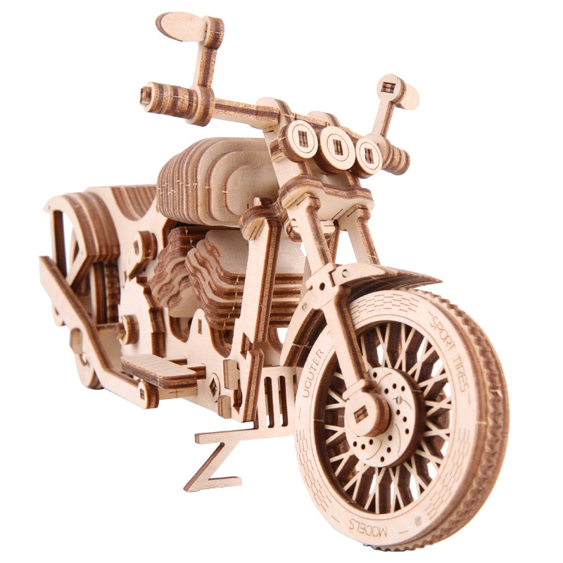 Houten Puzzel Model Kit Mechanische Transmissie Monteren Motorfiets Diy Handgemaakte 3D Puzzel Mechanische Constructor Voor Volwassenen