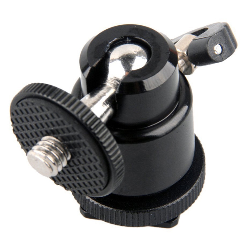 Aluminium Alloy Mini Ball Head 1/4inch Mount with Flash Shoe with L Bracket Padded Handheld Holder L Brackets