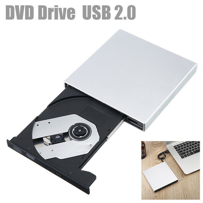 Reproductor de DVD externo Delgado USB 2,0, grabador de CD RW, Unidad óptica, grabador de CD-RW para ordenador portátil