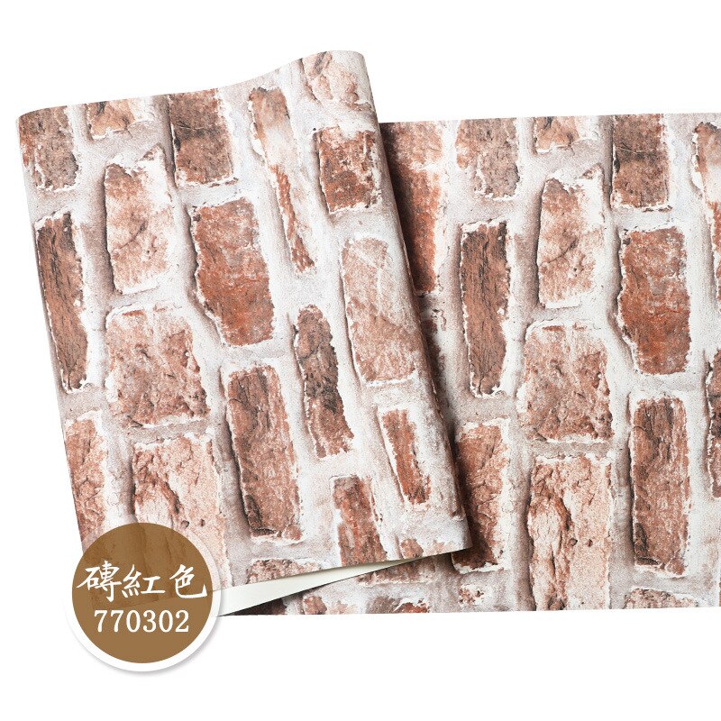 Nordic 3d three-dimensional brick brick wallpaper retro living room background wall antique brick wallpaper: Purple