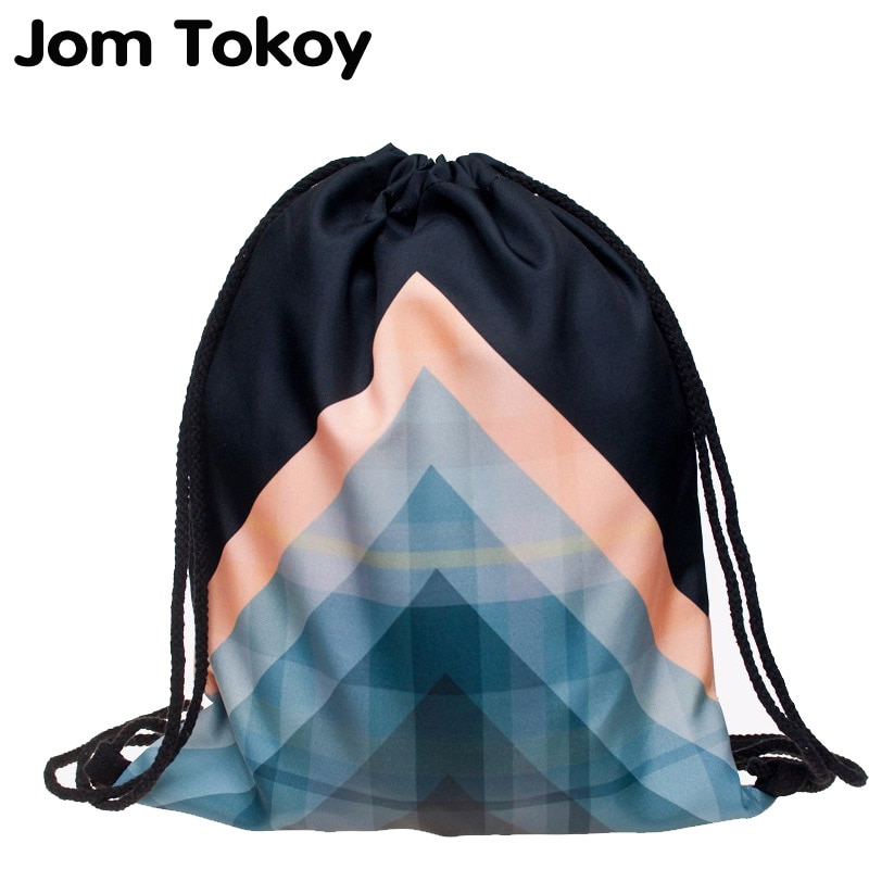 Women Geometric patterns drawstring Backpack 3D printing travel softback mochila drawstring bag