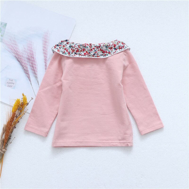 Baby Girls Spring Autumn Infant Baby T-shirt Toddler Top Children Blouse Tees Lovely Pink White Clothes