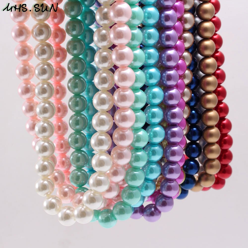 MHS.SUN Girl Kid Beaded Necklace Colorful Pearl Bubblegum Necklace For Baby Children Handmade Jewelry 1Pc