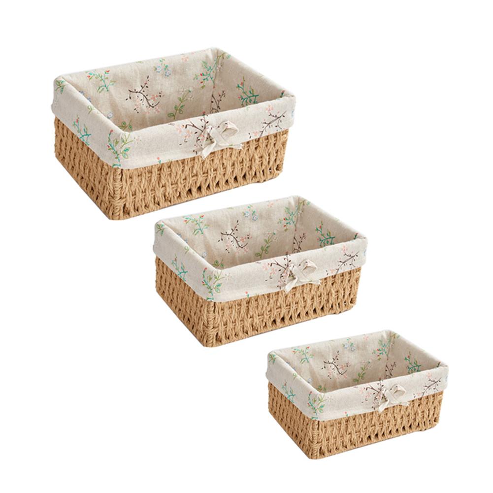 3PCS Handmade Rattan Storage Baskets Household Items Snacks Fruit Debris Laundry Finishing Willow Storage Basket: A