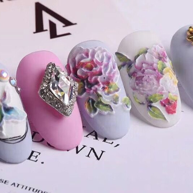 3D arrived Acrylic Engraved Nail Sticker black white lace Water Decals Empaistic Nail Water Slide Decals Z0206