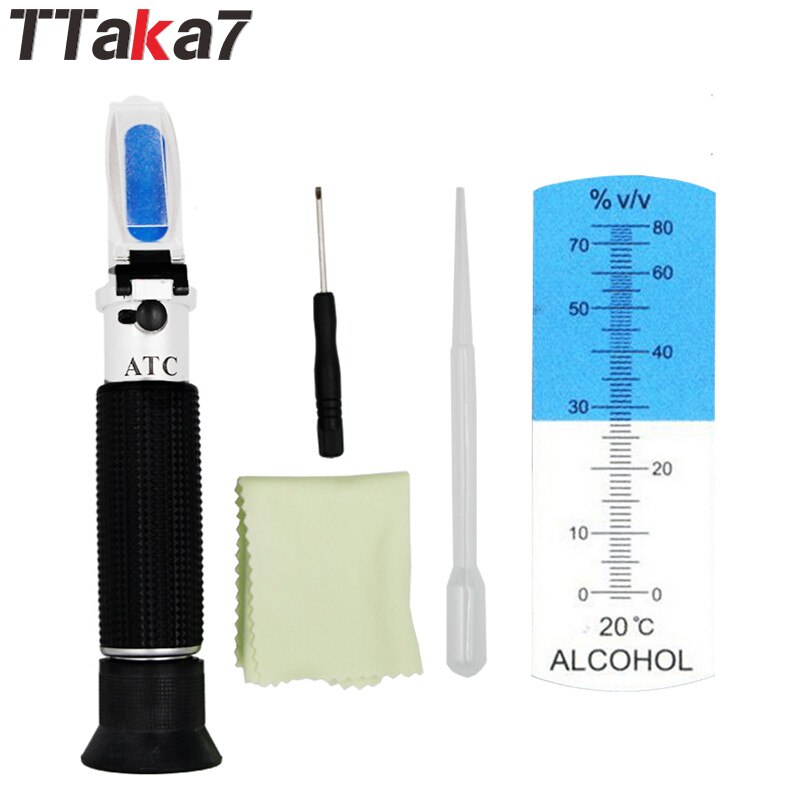 TTAKA7 Draagbare Hand-Held 0-80% Alcohol Refractometer Alcohol Concentratie Meter Liquor Alcohol Tester