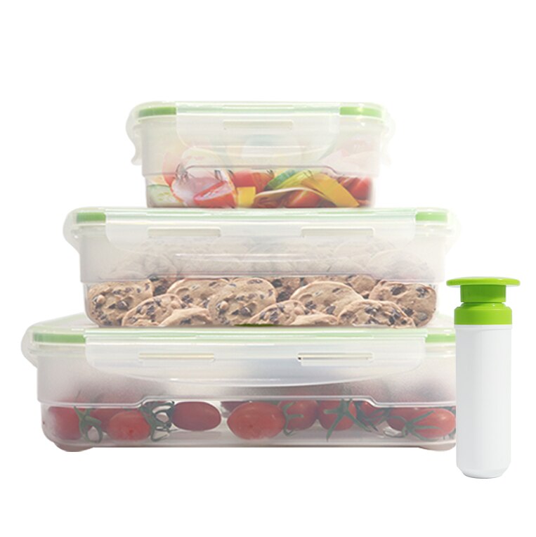 3 Pcs Plastic Voedsel Opbergdoos Set Koelkast Vriezer Voedsel Opbergdozen Microwavable Verse Vacuüm Doos Keuken Containers