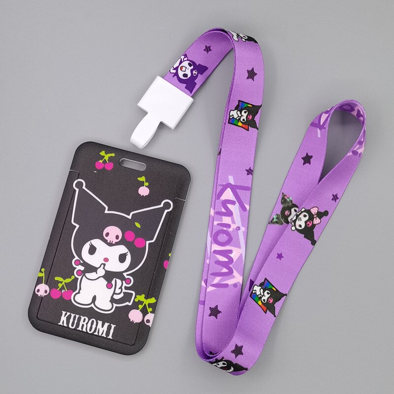 TAKARA TOMY Cute Cartoon Hello Kitty Printed Anime Bus Card Set Light Industry Card Lanyard Campus Meal Card: J