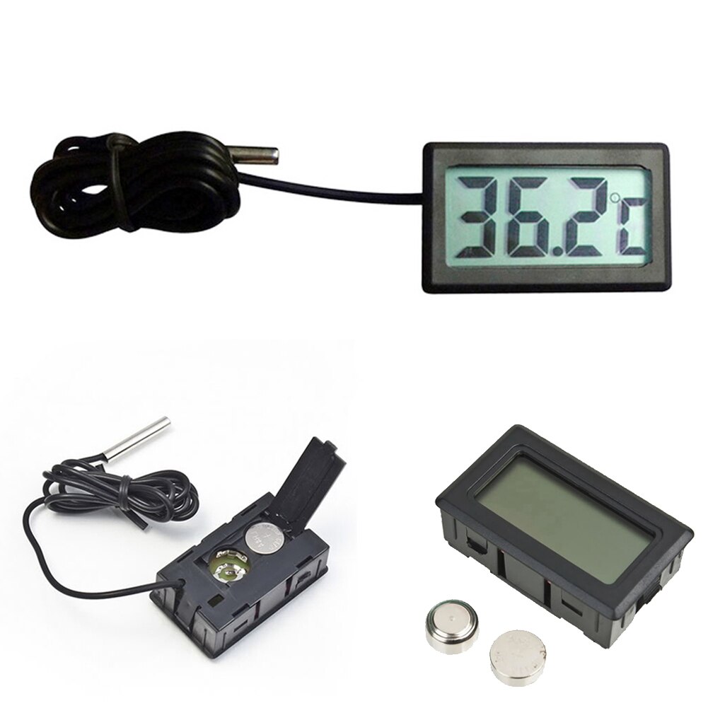 Lcd Display Huishoudelijke Dierbenodigdheden Elektrische Draagbare Mini Black Ingebouwde Probe Reptiel Voeden Digitale Thermometer