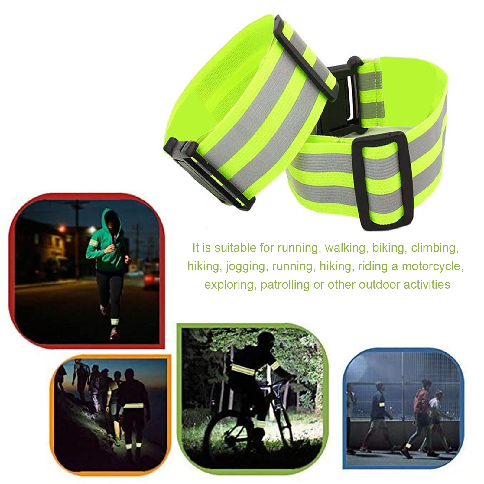 Reflective Band Adjustable Safe Bicycle Reflective Strap Promote Safety Variety of Wearing Methods Circular Flashing Effect