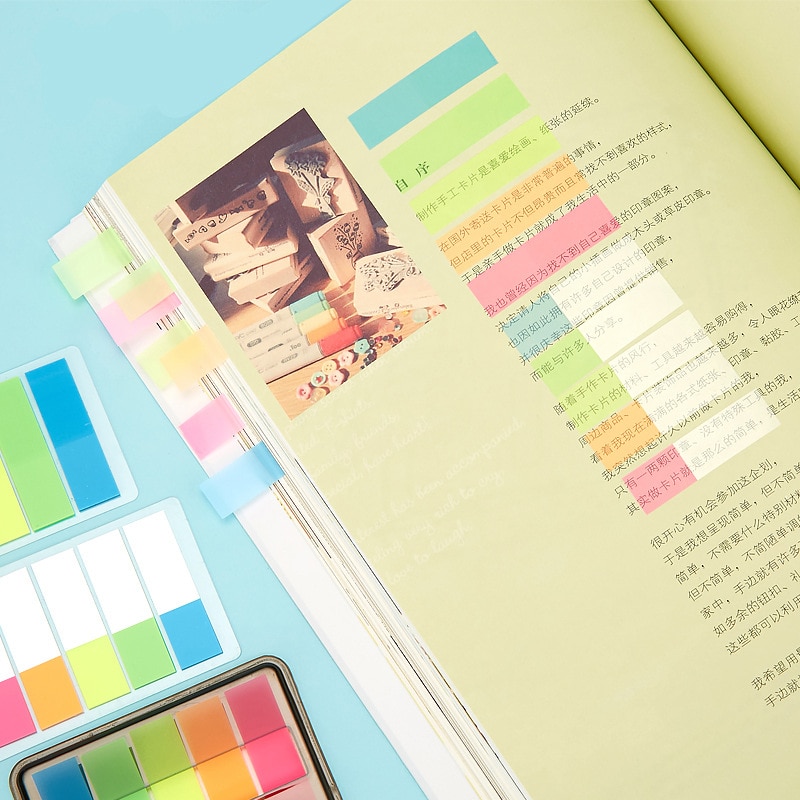 Transparent Fluorescent Index Planner Stickers Classification Index Stickers BookMarker Memo Pad Self-Stick Notes
