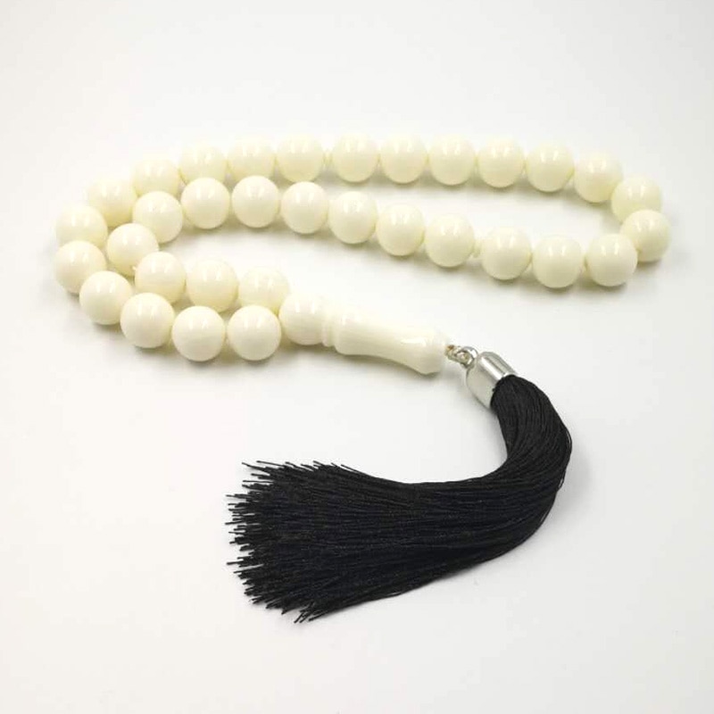 Résine Tasbih grande taille Imitation ivoire couleur Misbaha 33 perles blanc musulman homme chapelet Mastkhan perles de prière bracelet islamique