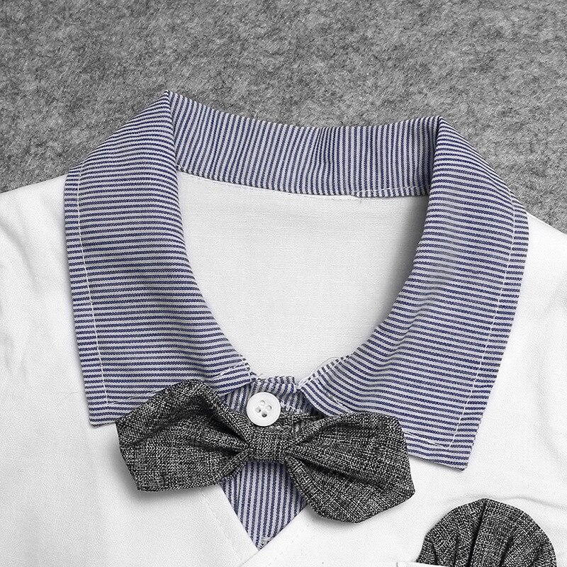 Neue geboren strampler Gentleman fliege kurzarm sommer kleidung hochzeit partei kostüm neugeborenen Baby Gesamt weiß blau