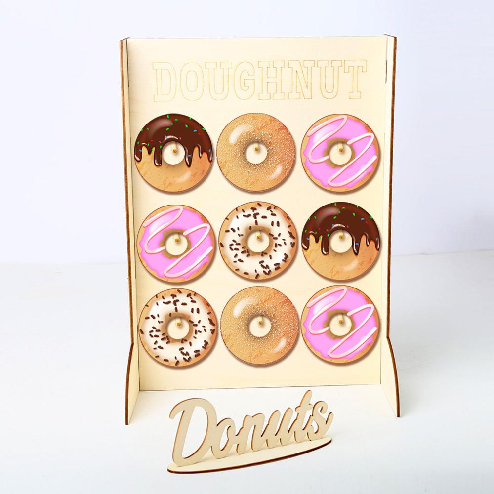 Munk vägg håller godis söt vagn munk födelsedagsfest tillbehör bröllop rustik inredning trä bröllop bord dekor baby shower: 1pc g