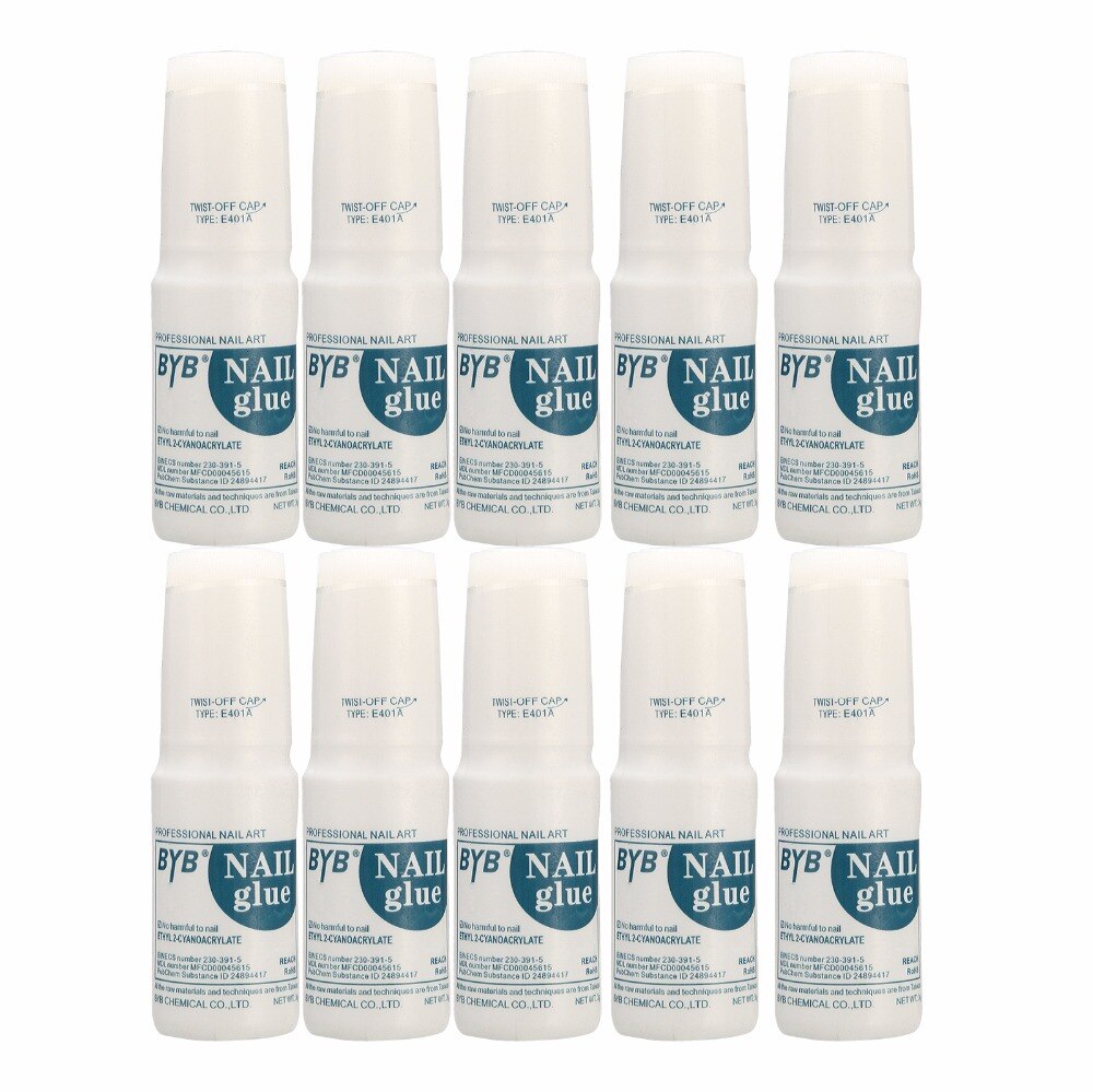 10 Stks/set BYB NAGELLIJM Gebruik voor UV Acryl Rhinestones Decoratie Nail Stickers Nail Tips Decoratie Set