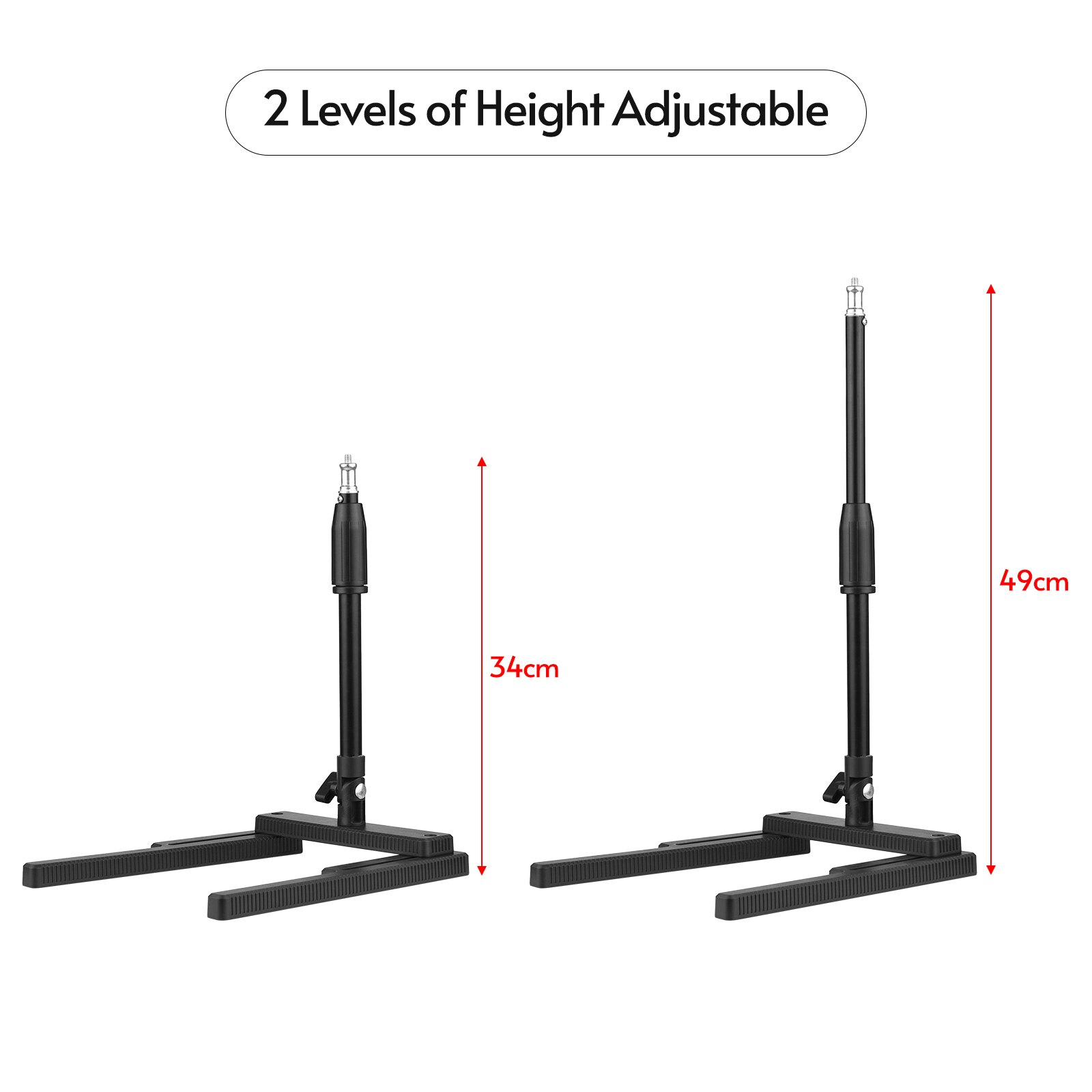 Multifunktionaler schreibtischlampenständer mit 2 -fach verstellbarer höhe und 1/4 -zoll-schraube für videoringlicht