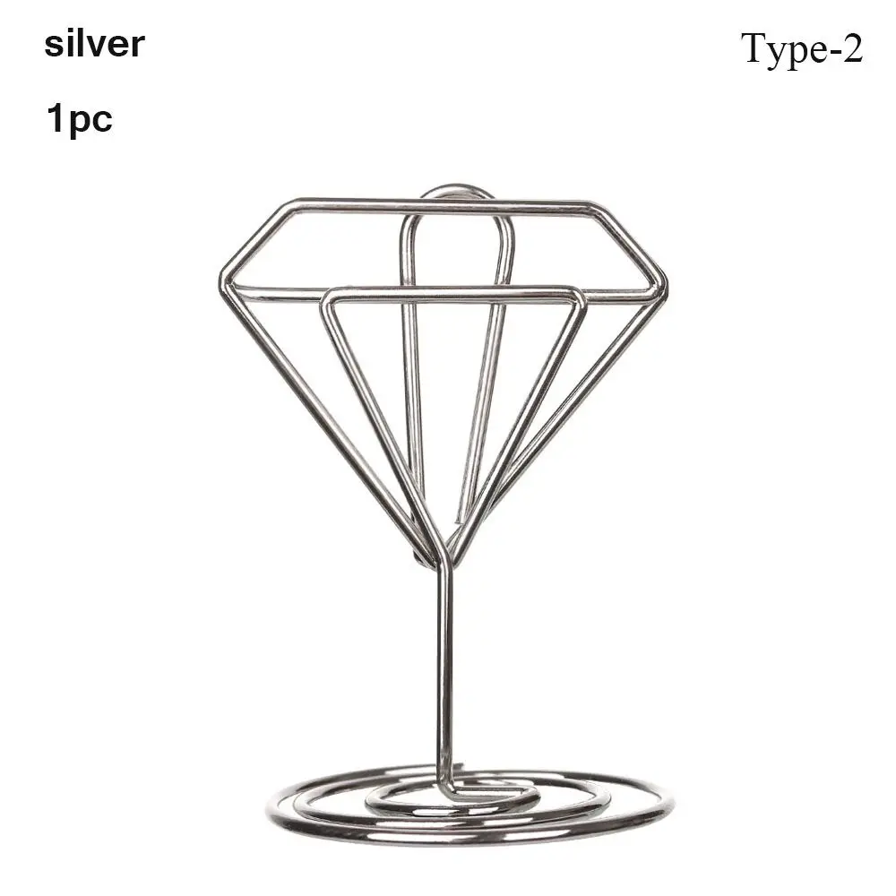 Metalen Kaarthouder Bruiloft Feest Desktop Decoratie Plaats Kaarthouder Hartvorm Fotoclip Tafel Nummer Standhouder: Light Grey