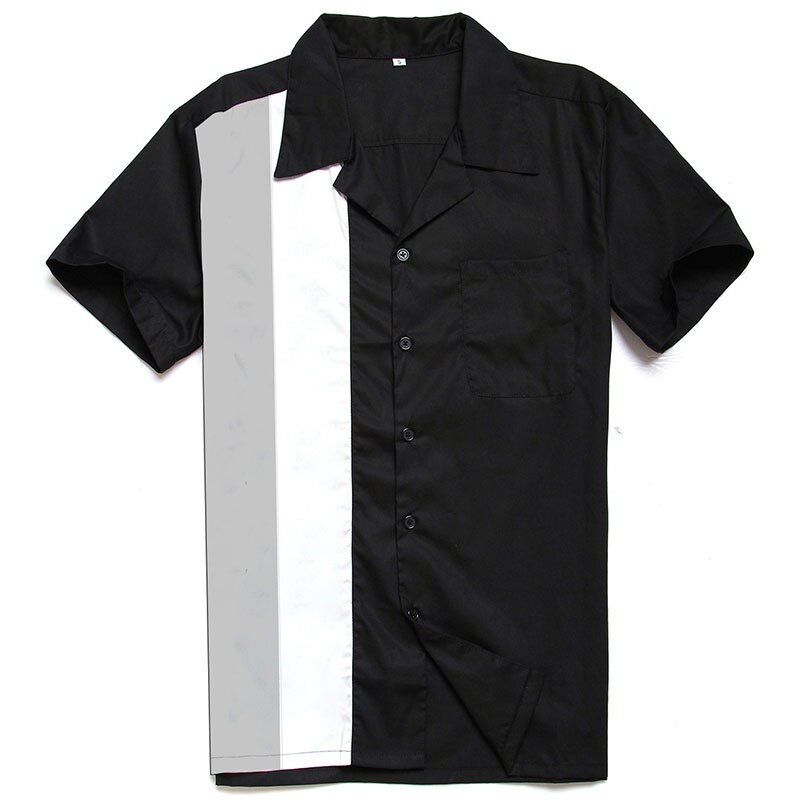 Charlie Harper Shirt Vertical Striped Shirts for Men 50s Rockabilly Shirt Button-Down Cotton Shirts Short Sleeve Vintage Dress: 2 / XXL