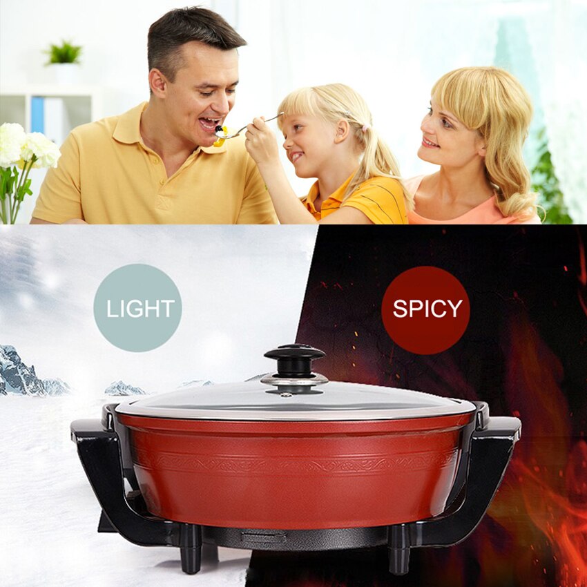 1PC 220V 1500W 6L Electric Multifunctional pot cooker Yuanyang Pot Household non-stick cookware