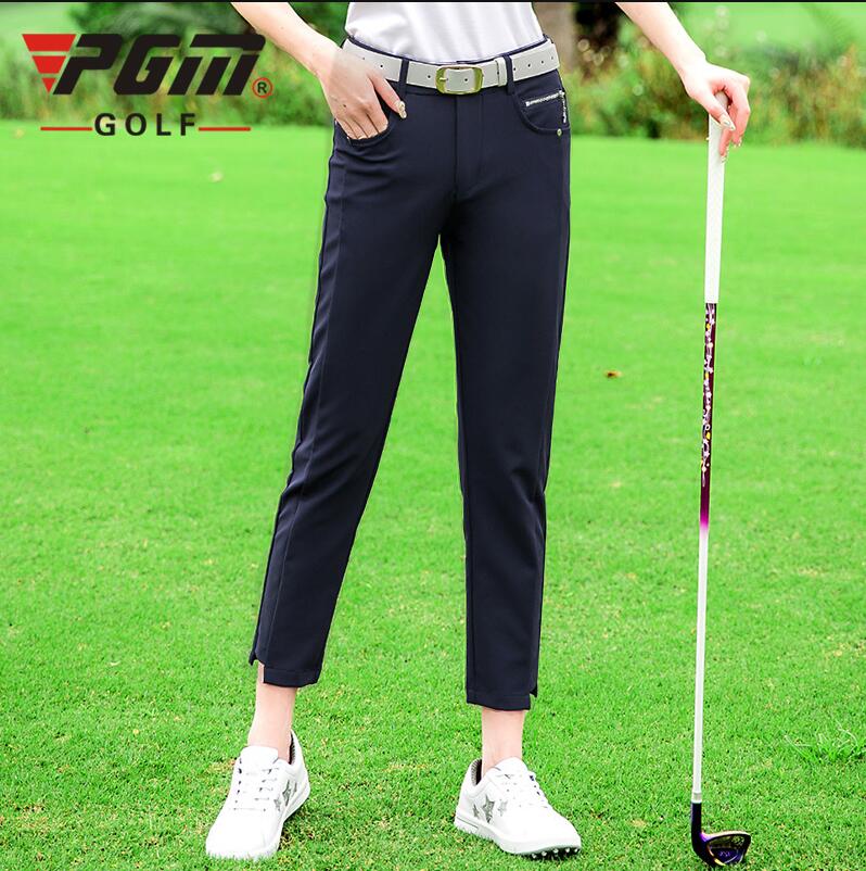PGM golf apparel Sportswear ladies Summer solid color golf trousers breathable quick-drying Women Slim Capri Pants