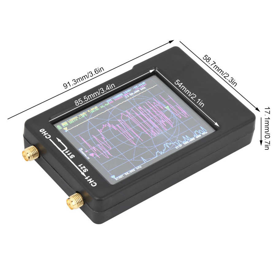 Vector Network Analyzer Portable Hand-Held 2.8in TFT Display Screen Vector Network Analyzer Kit 10KHz-1.5GHz Black