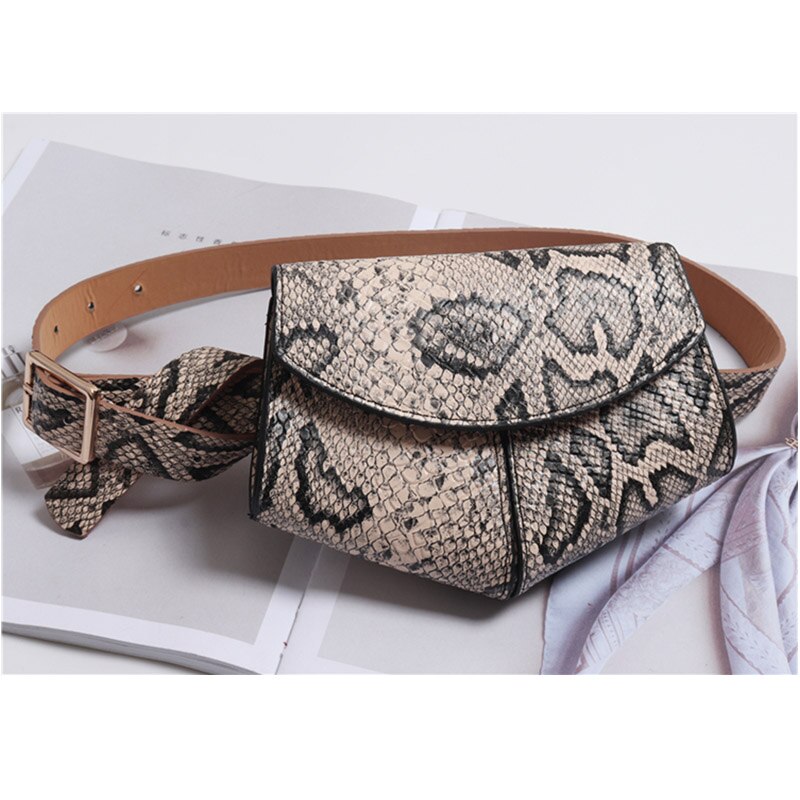 Vrouwen Serpentine Fanny Pack Dames Mode Riem Tas Mini Disco Taille Tas Lederen Kleine Schoudertassen Zwart Roze: Apricot