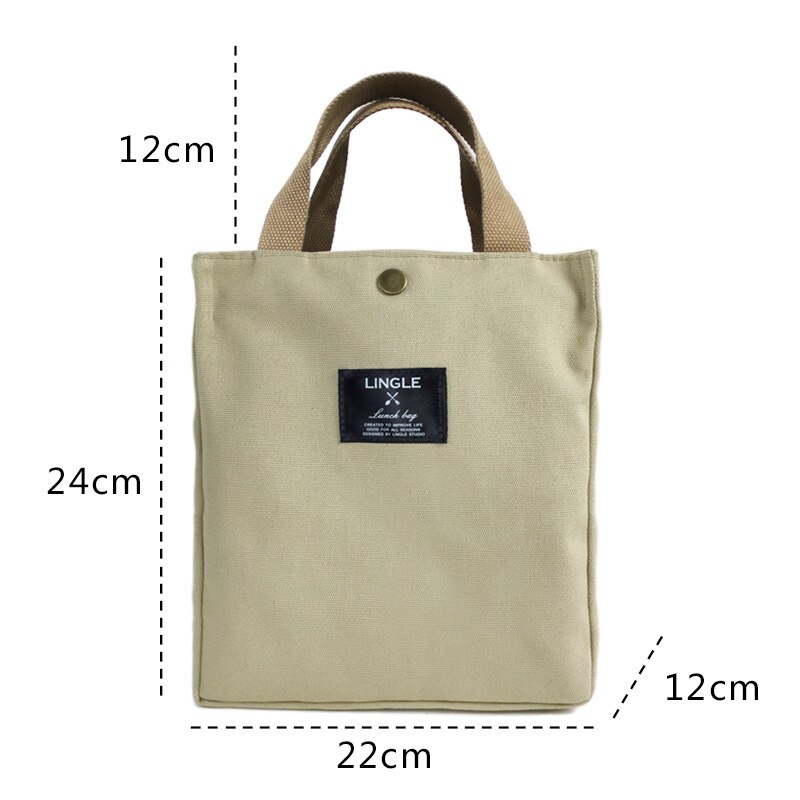 Bento lunchbox tas met lunch draagbare lunch canvas eco tas kantoormedewerker handtas student kleine lunchbox tas: Donker kaki